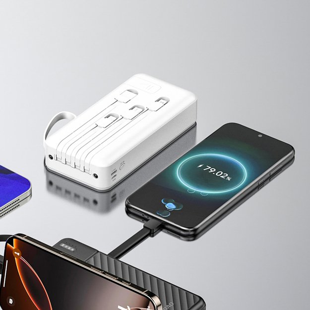 Dudao K11 Pro 20000mAh Powerbank with Built-in Cables - White 1