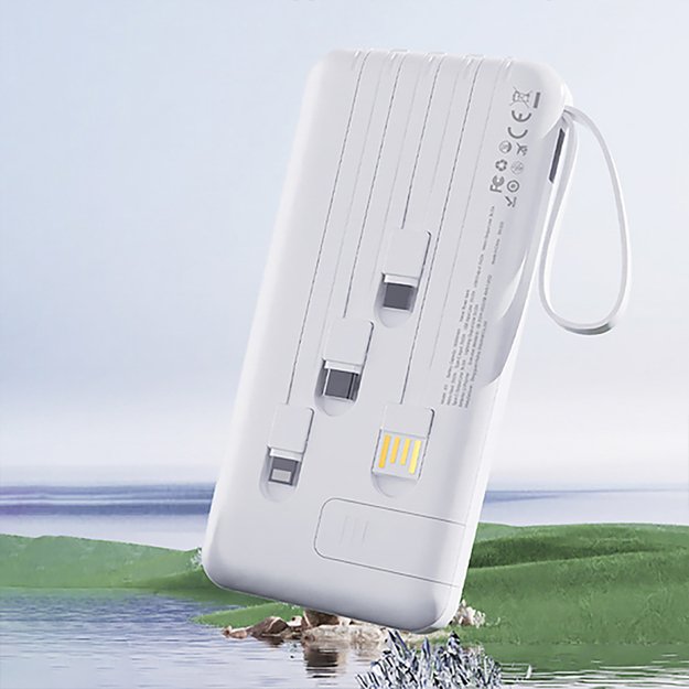 Dudao K11 Pro 20000mAh Powerbank with Built-in Cables - White 2
