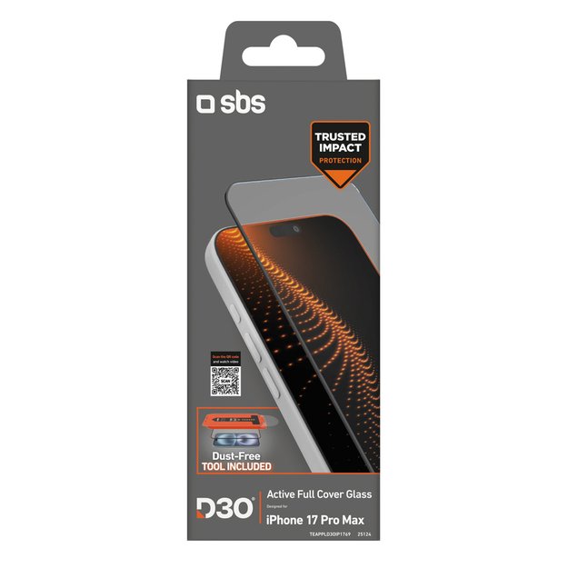 SBS protective glass with D3O technology set with applicator for iPhone 17 Pro Max 1