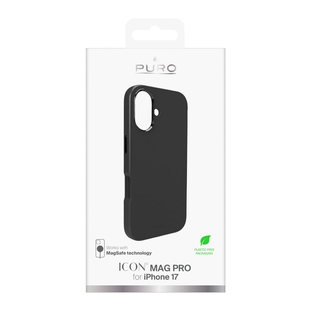 Pure Icon Mag Pro Liquid Silicone Case for iPhone 17, MagSafe Compatible, with Camera Protection and Aluminum Buttons - Black 1