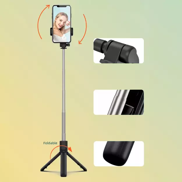 Selfie stick WRY1S telescopic tripod 0.7m for phone - black 15