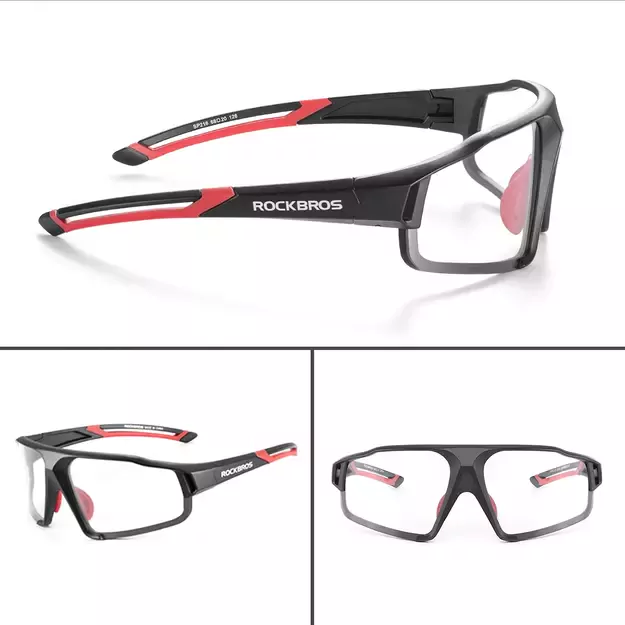 Rockbros SP216BK photochromic UV400 cycling glasses - black and red 5
