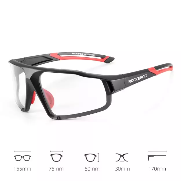 Rockbros SP216BK photochromic UV400 cycling glasses - black and red 1