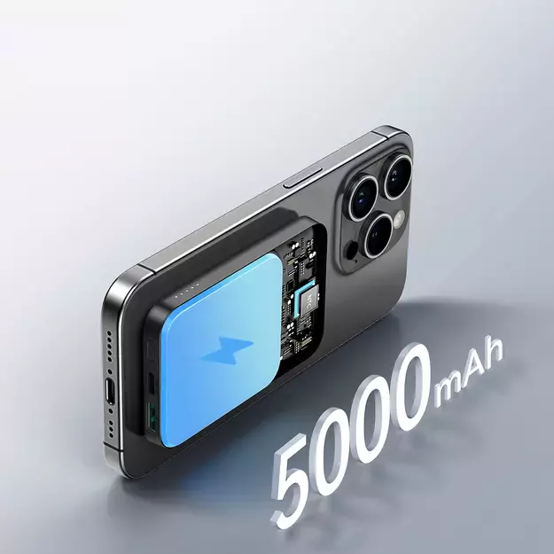 Powerbank Joyroom JR-W020 Mini 5000mAh USB-A USB-C inductive 20W - black + USB-C / USB-C cable 11