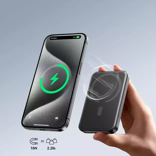 Powerbank Joyroom JR-W020 Mini 5000mAh USB-A USB-C inductive 20W - black + USB-C / USB-C cable 7