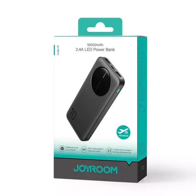 Powerbank Joyroom JR-PBF12 10000mAh 2.4A 2x USB-A 1x USB-C - black 7