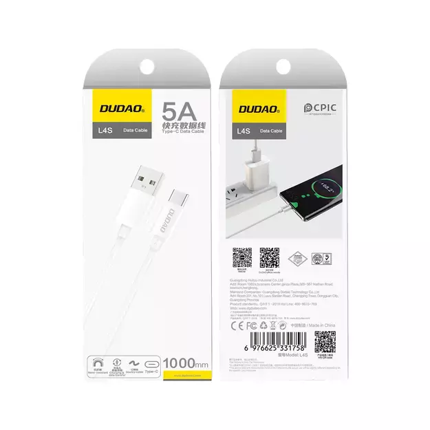 Dudao L4ST USB-A / USB-C cable 2A 1m - white 1