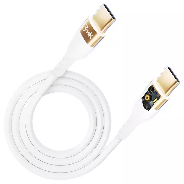 3mk Hyper Silicone Cable USB-C / USB-C 100W 2m - white 3