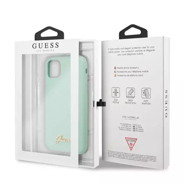 Guess GUHCN65LSLMGG iPhone 11 Pro Max green/green hard case Silicone Vintage Gold Logo 12