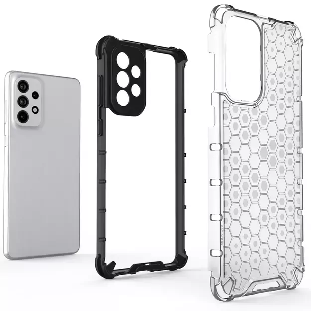 Honeycomb case armored cover with a gel frame for Samsung Galaxy A73 black 4