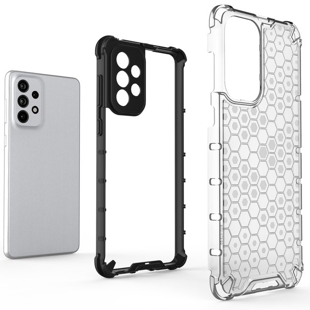 Honeycomb case armored cover with a gel frame for Samsung Galaxy A73 black 24
