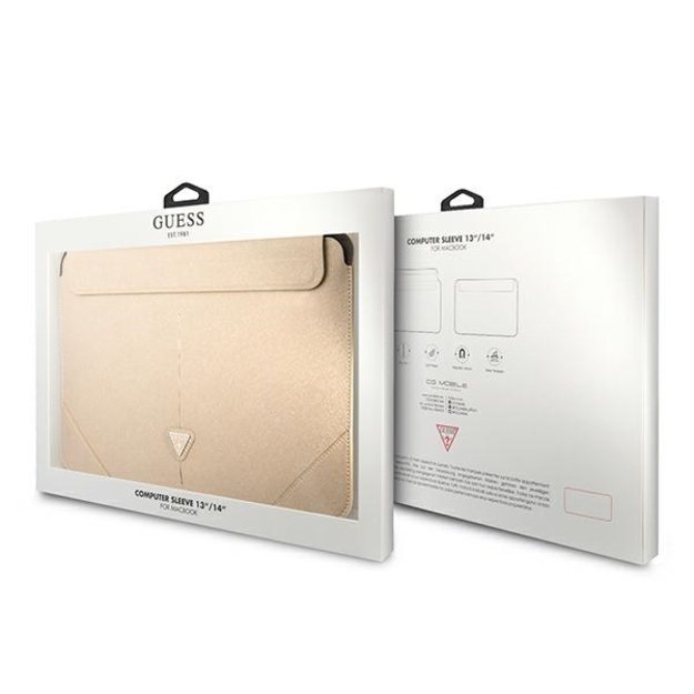 Guess Saffiano Triangle Logo case for a 14&quot  laptop - beige 6