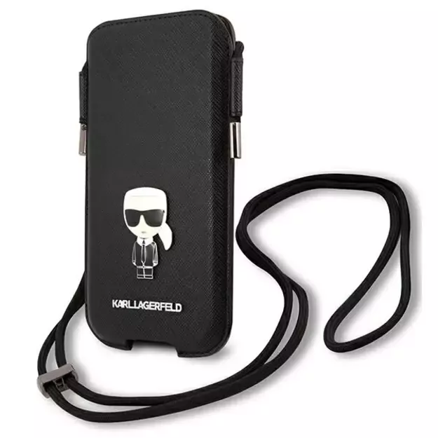 Karl Lagerfeld Torebka KLHCP12LOPHKMK 6,7  czarny/black hardcase Saffiano Ikonik Karl s