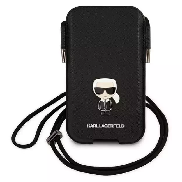 Karl Lagerfeld Torebka KLHCP12LOPHKMK 6,7  czarny/black hardcase Saffiano Ikonik Karl s 1