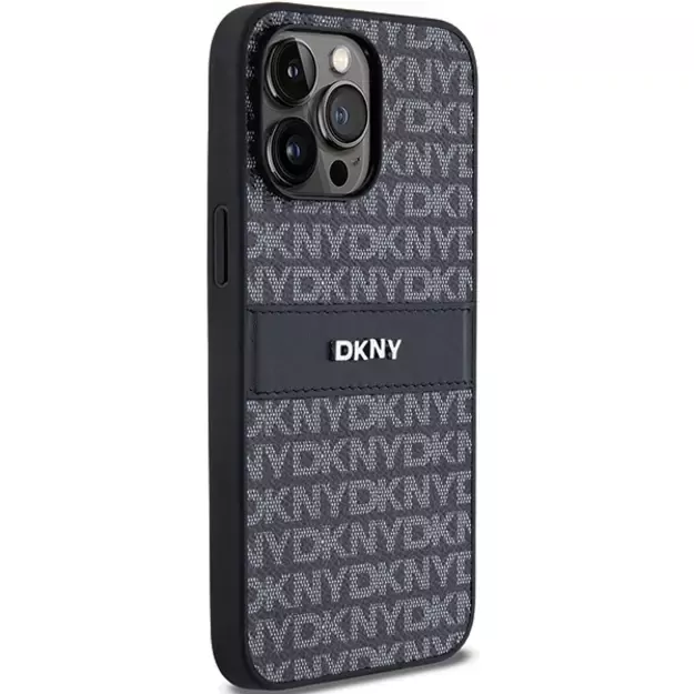DKNY Leather Mono Stripe &amp  Metal Logo case for iPhone 14 Pro - black 10