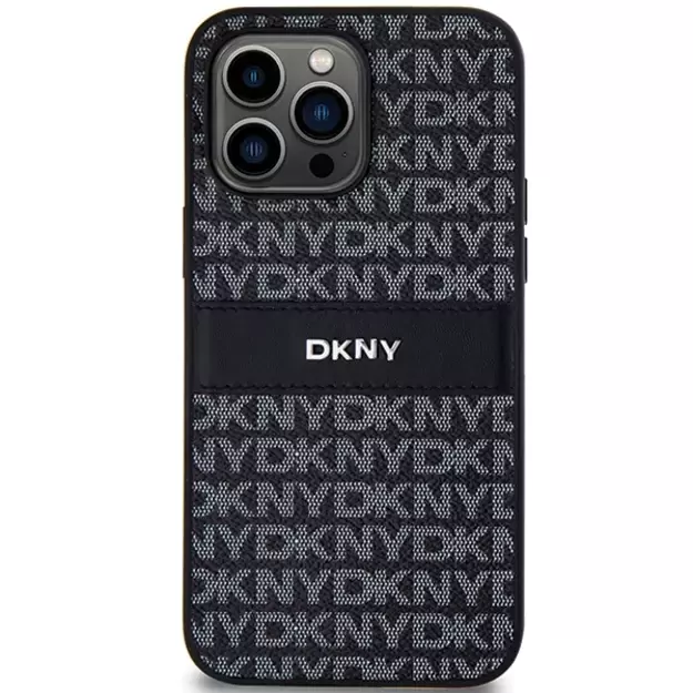 DKNY Leather Mono Stripe &amp  Metal Logo case for iPhone 14 Pro - black 9