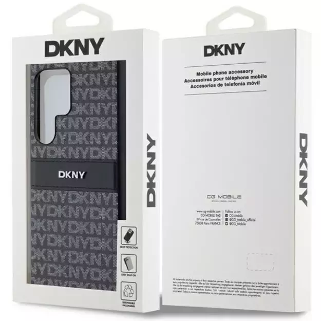 DKNY Leather Mono Stripe &amp  Metal Logo case for Samsung Galaxy S24 Ultra - black 13