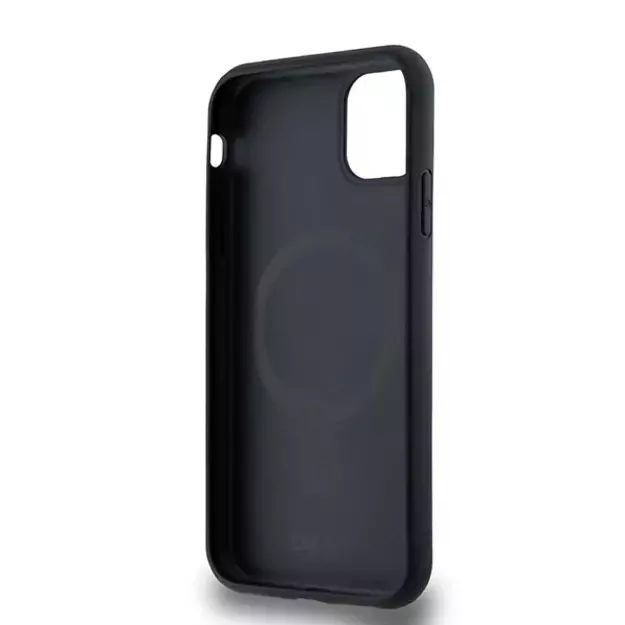 DKNY Leather Monogram Pattern Metal Logo MagSafe Case for iPhone 11 / Xr - Black 10