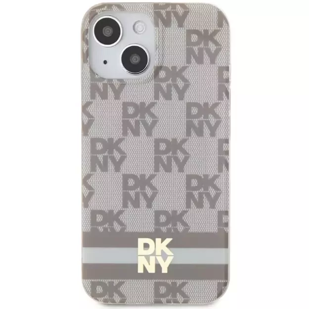 DKNY IML Checkered Mono Pattern &amp  Printed Stripes MagSafe case for iPhone 15 / 14 / 13 - beige 9