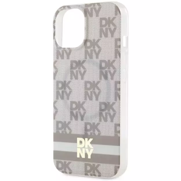 DKNY IML Checkered Mono Pattern &amp  Printed Stripes MagSafe case for iPhone 15 / 14 / 13 - beige 12