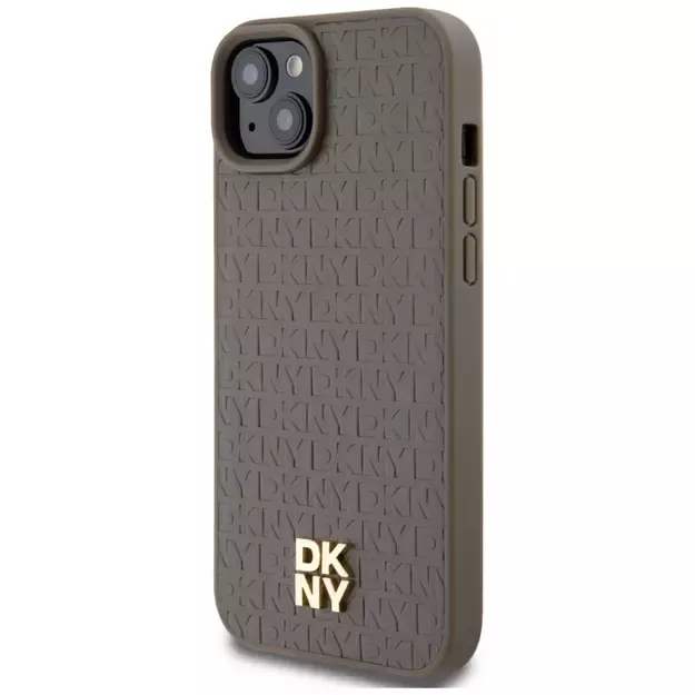 DKNY Leather Pattern Metal Logo MagSafe case for iPhone 15 / 14 / 13 - brown 8