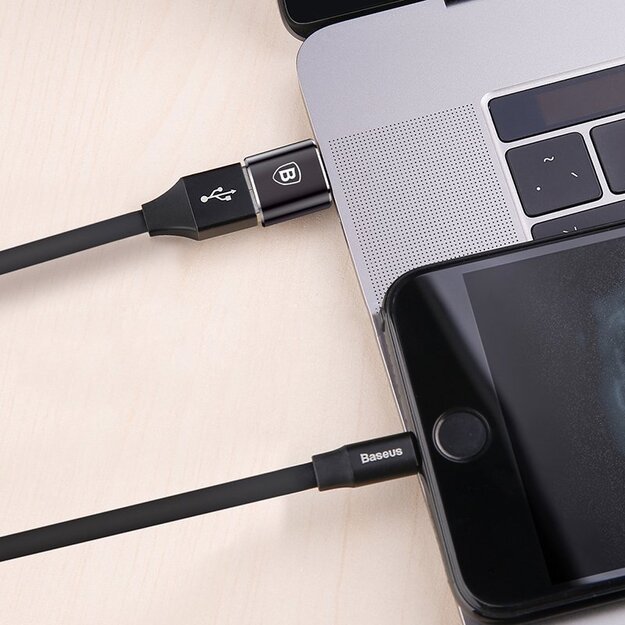 Baseus Mini USB-A to USB-C OTG adapter - black 10