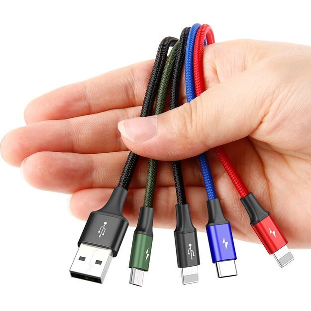 Baseus cable USB 4in1 2x Lightning / USB Type C / micro USB cable in nylon braid 3.5A 1.2m black (CA1T4-A01) 4