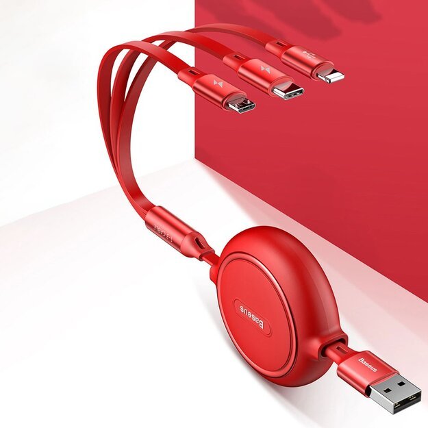 Baseus Golden Loop 3in1 extendable cable USB - micro USB / Lightning / USB-C 3.5A 35cm - 120cm black (CAMLT-JH01) 11