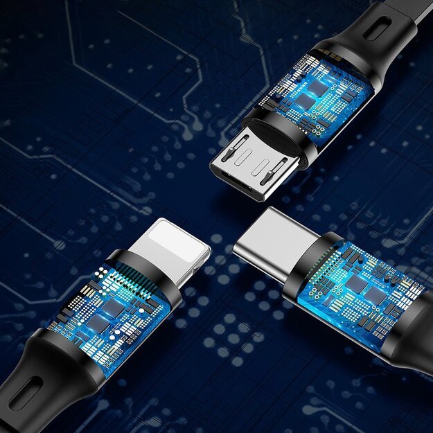 Baseus Golden Loop 3in1 extendable cable USB - micro USB / Lightning / USB-C 3.5A 35cm - 120cm black (CAMLT-JH01) 9