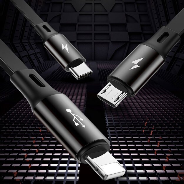 Baseus Golden Loop 3in1 extendable cable USB - micro USB / Lightning / USB-C 3.5A 35cm - 120cm black (CAMLT-JH01) 8