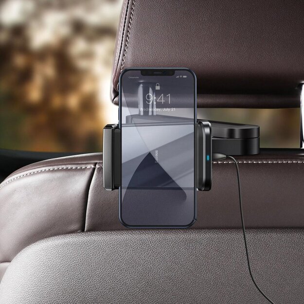 Baseus car headrest phone holder with built-in 15 W Qi wireless charger black (WXHZ-01) 10