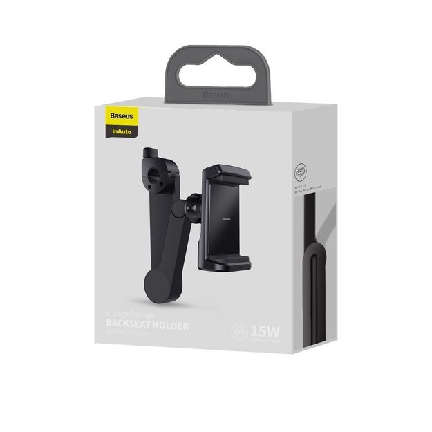 Baseus car headrest phone holder with built-in 15 W Qi wireless charger black (WXHZ-01) 5