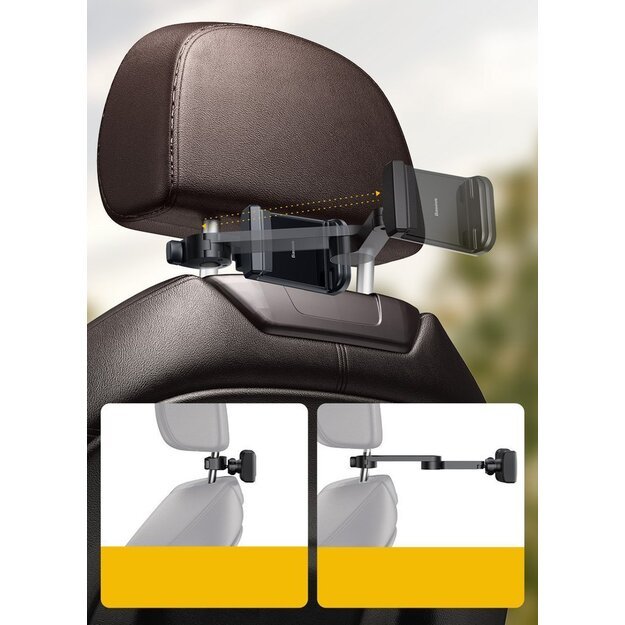Baseus car headrest phone holder with built-in 15 W Qi wireless charger black (WXHZ-01) 15