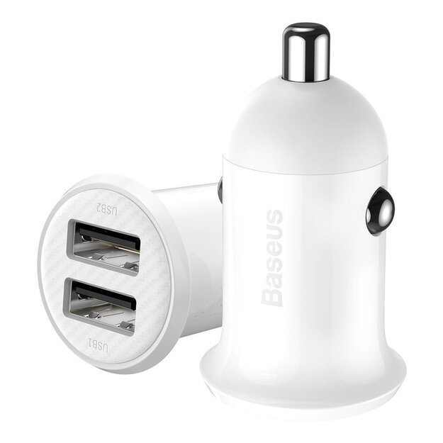 Baseus Grain Pro car charger 2x USB 4.8 A white (CCALLP-02) 3
