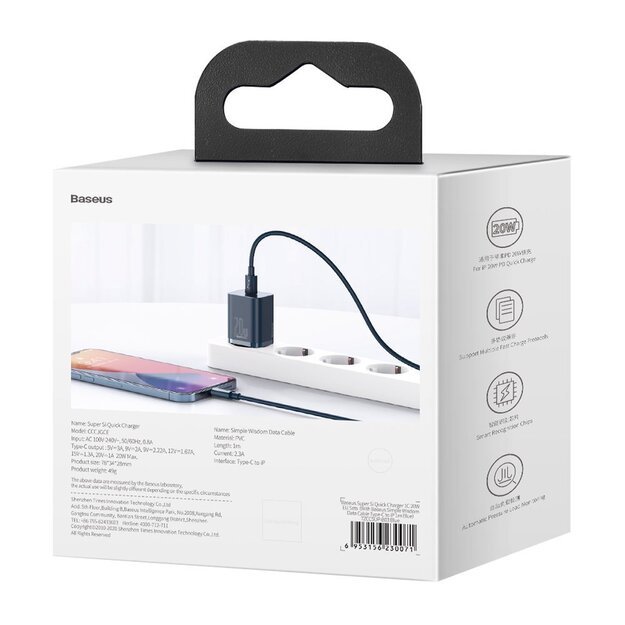 Baseus Super Si 1C fast charger USB Type C 20 W Power Delivery blue (CCSUP-B03) 5