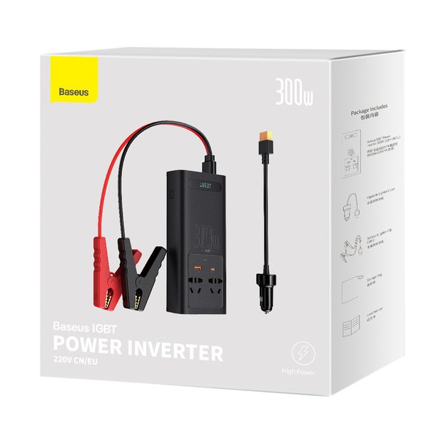 Baseus IGBT Car Inverter Inverter 300W 220V (CN / EU Plug) Black (CGNB010101) 4