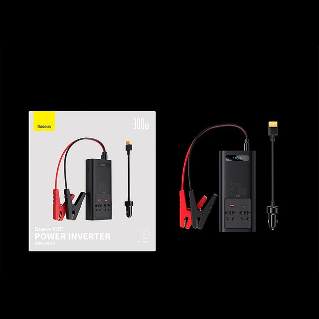 Baseus IGBT Car Inverter Inverter 300W 220V (CN / EU Plug) Black (CGNB010101) 25