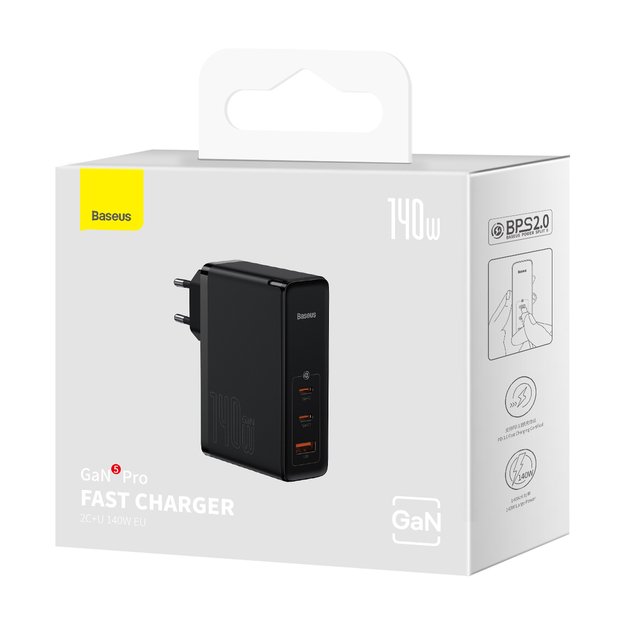 Baseus GaN5 Pro fast charger 2xUSB-C + USB 140W EU black (CCGP100201) 17