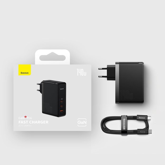 Baseus GaN5 Pro fast charger 2xUSB-C + USB 140W EU black (CCGP100201) 8