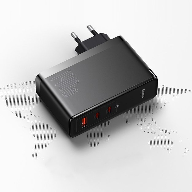 Baseus GaN5 Pro fast charger 2xUSB-C + USB 140W EU black (CCGP100201) 1