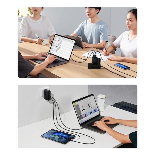 Baseus GaN5 Pro fast charger 2xUSB-C + USB 140W EU black (CCGP100201) 4