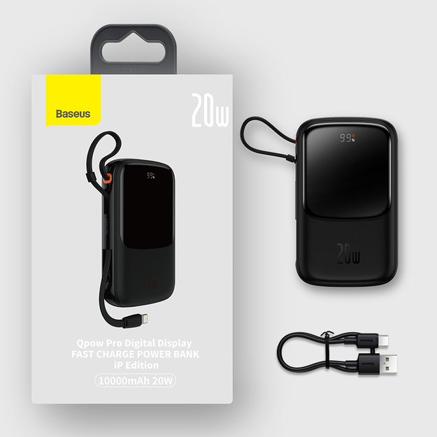 Powerbank 10000mAh 20W Baseus Qpow Pro Overseas Edition + USB C 3A Cable - Black 18