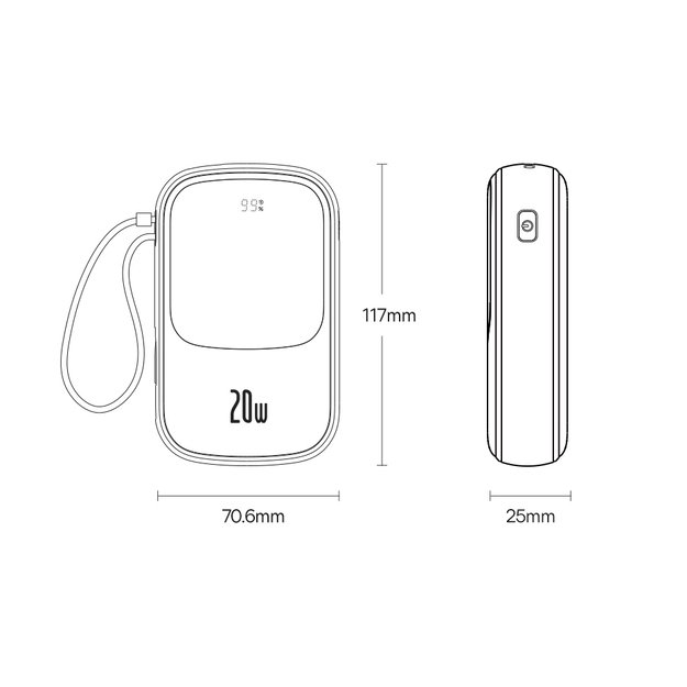 Powerbank 10000mAh 20W Baseus Qpow Pro Overseas Edition + USB C 3A Cable - Black 17