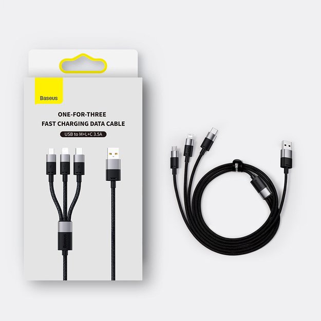 3in1 USB - micro USB / Lightning / USB C 3.5A 1.2m cable Baseus StarSpeed - black 16