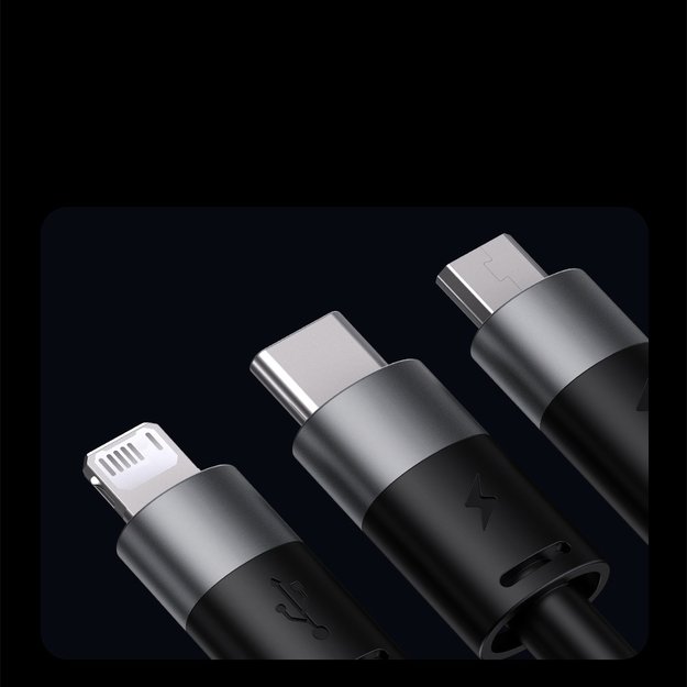 3in1 USB - micro USB / Lightning / USB C 3.5A 1.2m cable Baseus StarSpeed - black 14