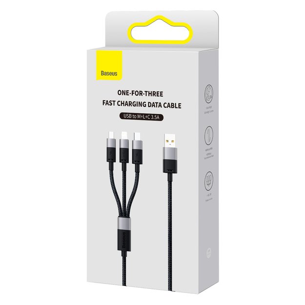 3in1 USB - micro USB / Lightning / USB C 3.5A 1.2m cable Baseus StarSpeed - black 2