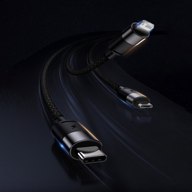 3in1 USB - micro USB / Lightning / USB C 3.5A 1.2m cable Baseus StarSpeed - black 11