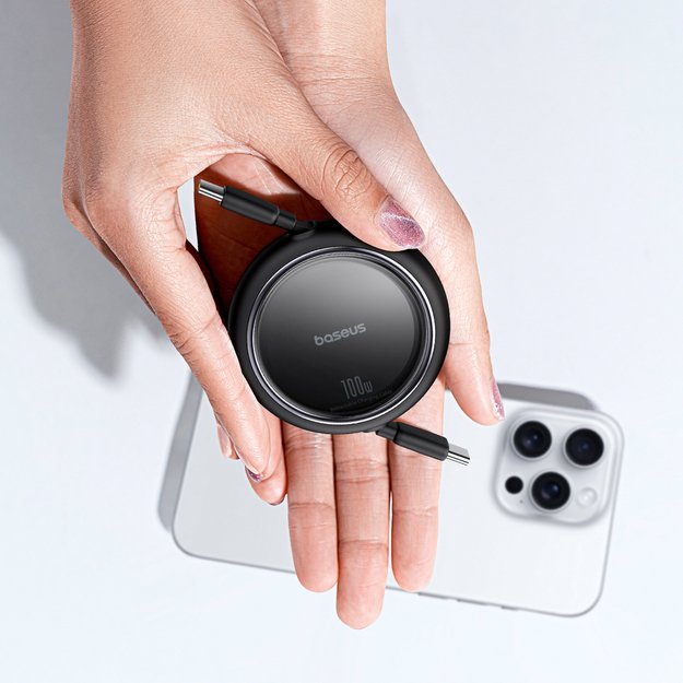 Baseus Free2Draw Mini USB-C - USB-C 100W 1m retractable cable - black 8