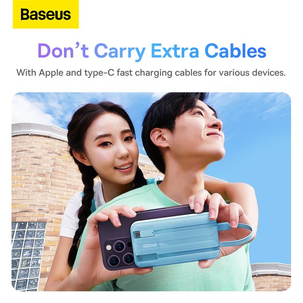 Baseus Comet Series powerbank with display 10000mAh 22.5W - blue + USB-A - USB-C cable 0.3m - white 13