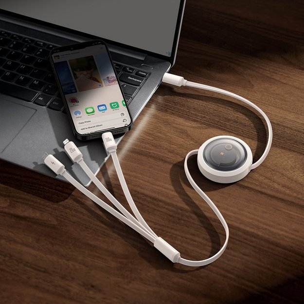 Baseus Free2Draw CB000084 retractable USB-C - Lightning / USB-C / micro USB cable 100W 1.1m - white 8